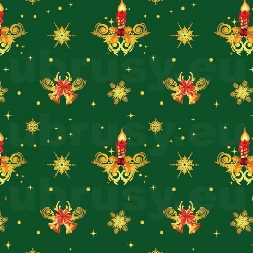 Vánoční ubrus TCVT-8 žluté dekorace na zelené (skladem)